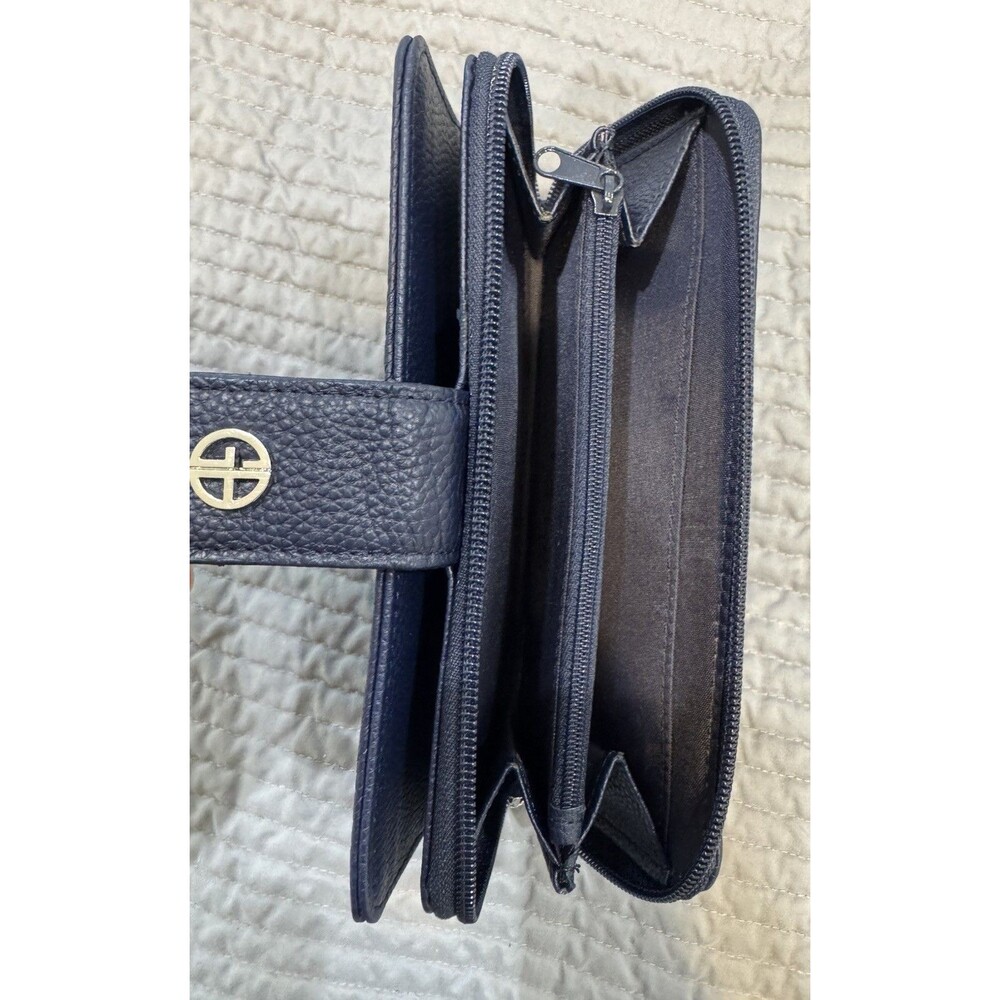 Giani Bernini Blue Genuine Leather Folding Wallet, New soft core zipper logo - Picture 16 of 16